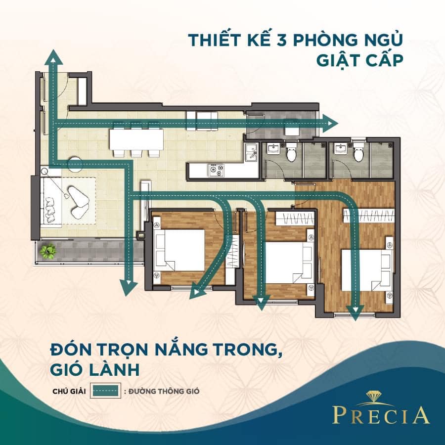NÂNG CHẤT SỐNG CÙNG CĂN HỘ 3PN PRECIA THOÁNG RỘNG, THIẾT KẾ ĐÓN TRỌN NẮNG TRONG, 1 NANG CHAT SONG CUNG CAN HO 3PN PRECIA THOANG